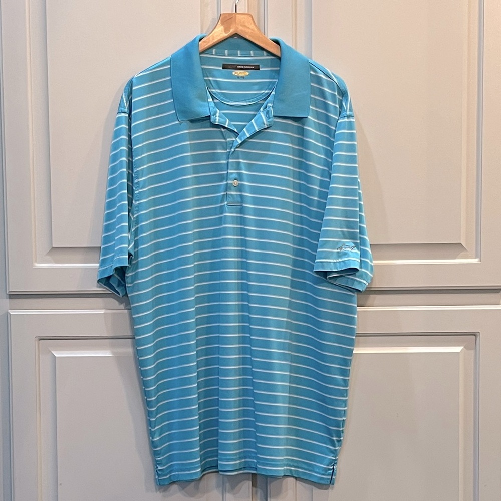 Men’s Blue Striped Greg Norman Golf Shirt - XL